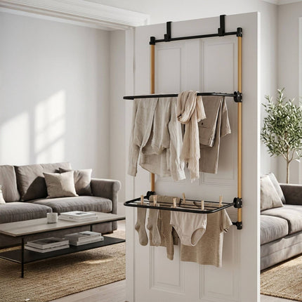 Over-Door Clothes Dryer, Steel & Bamboo, 91x45x30 cm