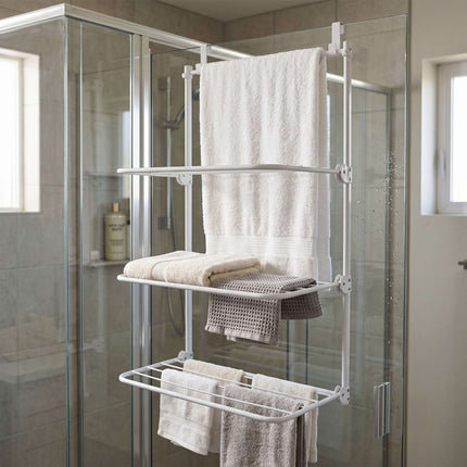 Over-Door Clothes Drying Rack, White, Steel, 93x58x30 cm