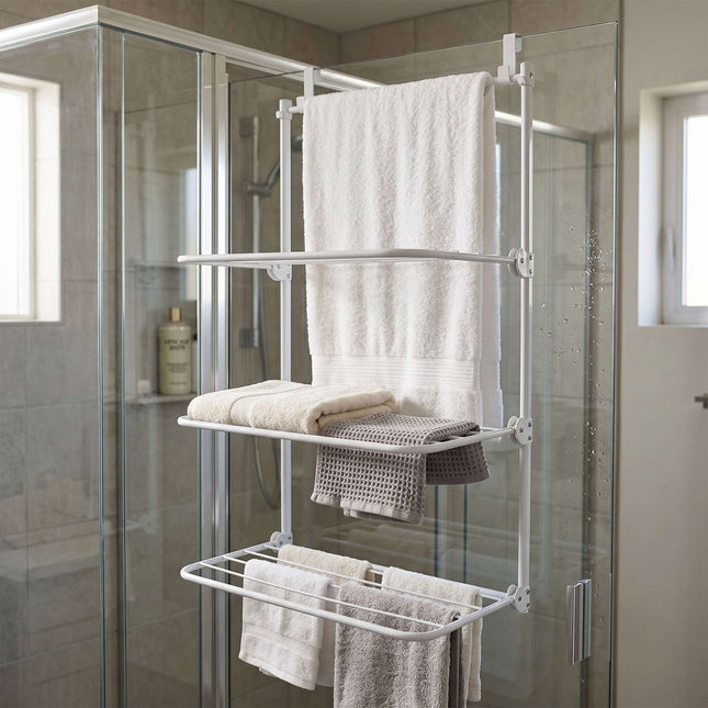 Over-Door Clothes Drying Rack, White, Steel, 93x58x30 cm