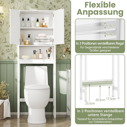 Over-The-Toilet Cabinet, Adjustable Shelf, White MDF