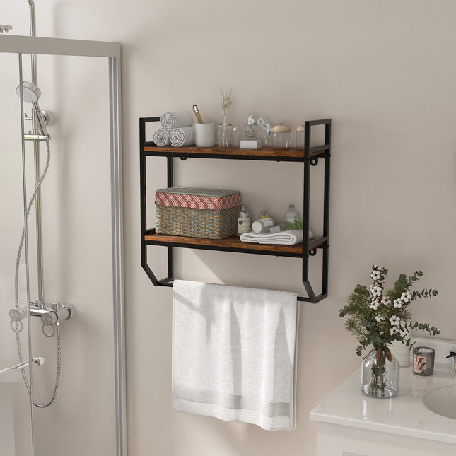 Wandplank boven het toilet, 2 niveaus met handdoekstang