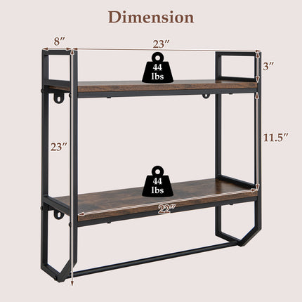 Over-The-Toilet Wall Shelf, 2-Tier With Towel Bar