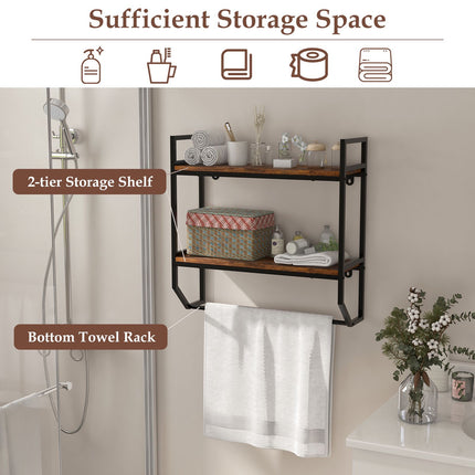 Over-The-Toilet Wall Shelf, 2-Tier With Towel Bar
