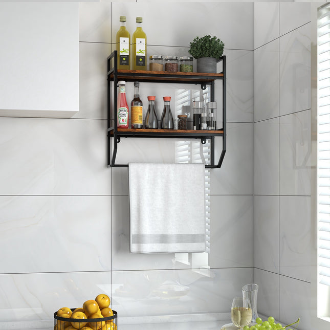 Wandplank boven het toilet, 2 niveaus met handdoekstang