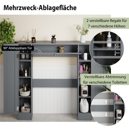 Over-Toilet Bathroom Cabinet with Adjustable Shelves, Gray