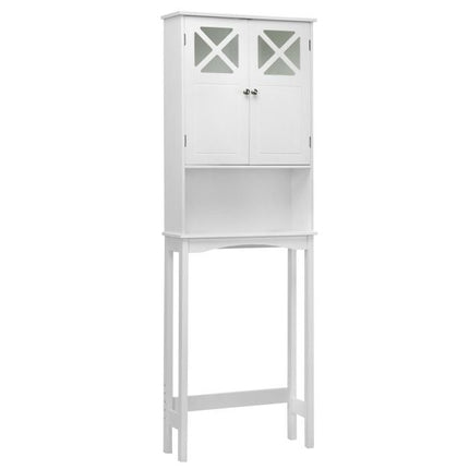 Over Toilet Bathroom Storage Cabinet, 3-Tier, Glass Doors