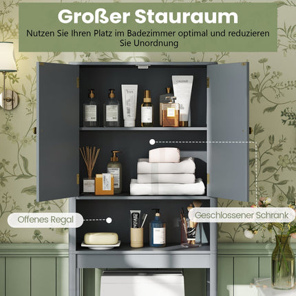 Over-Toilet Cabinet with Adjustable Shelf, Gray MDF