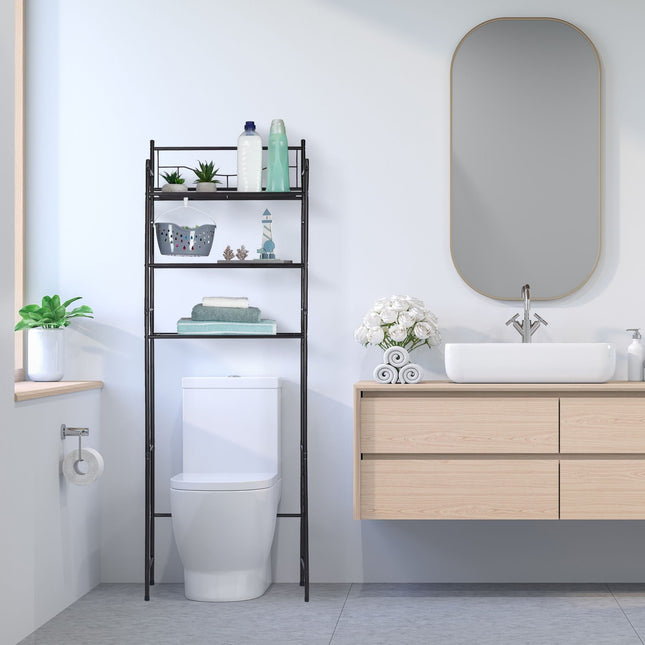 Metalen plank boven het toilet, 3-laags badkamerorganizer