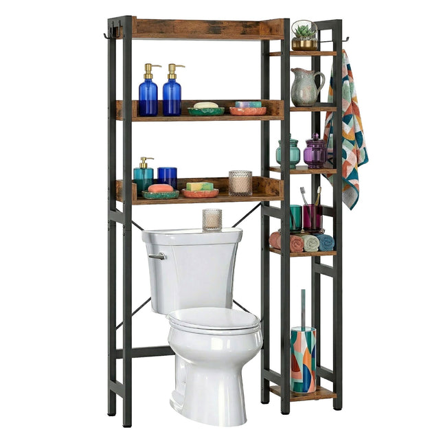 Boven-toiletplank, 3 lagen met zijplanken, metaal-MDF