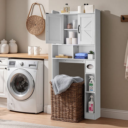 Over Toilet Storage Cabinet, 168 cm, Double Door, White