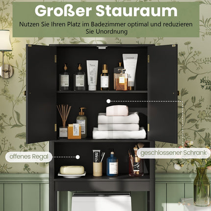 Over-Toilet Storage Cabinet, Adjustable Shelf, Black