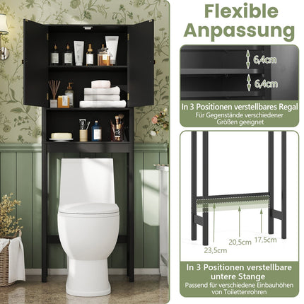 Over-Toilet Storage Cabinet, Adjustable Shelf, Black