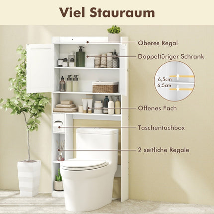 Over-Toilet Storage Cabinet, Adjustable Shelves, White