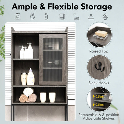 Over Toilet Storage Cabinet – Sliding Acrylic Door, Adjustable Shelves