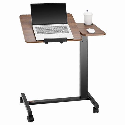 Overbed Table With Wheels, Adjustable Tilt Top, Cup Holder