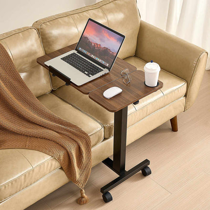 Overbed Table With Wheels, Adjustable Tilt Top, Cup Holder