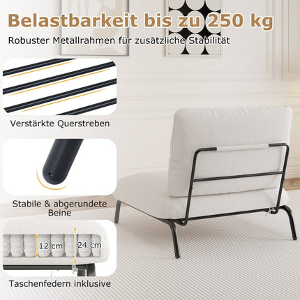 Oversized Accent Chair, Wide Seat, 250kg Capacity, Beige