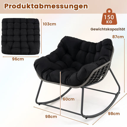 Oversized Black Rocking Chair with Removable Cushion