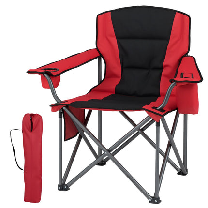 Oversized Camping Chair – Cooler Pouch, Cup Holder, Red