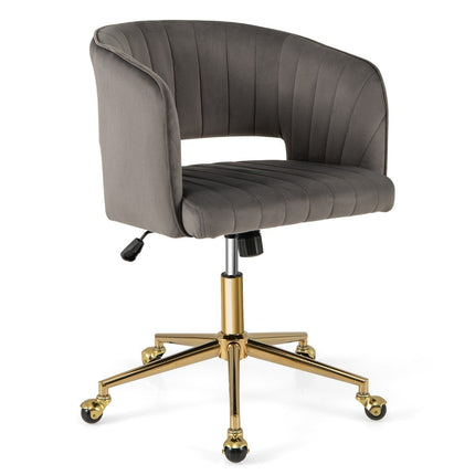 PC chair made of velvet, modern swivel chair with padded backrest + gray seat
