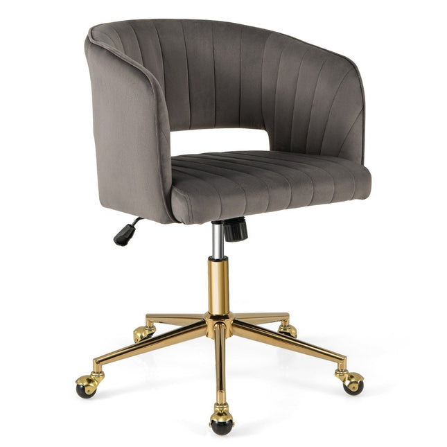 PC chair made of velvet, modern swivel chair with padded backrest + gray seat