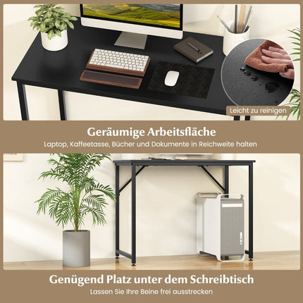 PC table with adjustable foot pads, compact computer desk, 100 x 50 x 77 cm, black