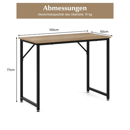 PC table with adjustable foot pads, compact computer desk, 100 x 50 x 77 cm, natural
