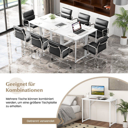 PC table with adjustable foot pads, compact computer desk, 100 x 50 x 77 cm, white