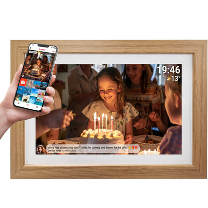 PFF-1543LW 15.6” FULL HD digital Wi-Fi photoframe with FRAMEO photo software and wooden frame