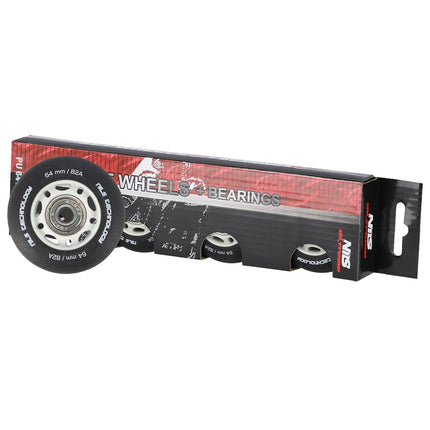 PU 64x24 82A Black Wheels & ABEC-9 Bearings Set