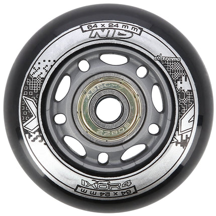 PU 64x24 82A Black Wheels & ABEC-9 Bearings Set