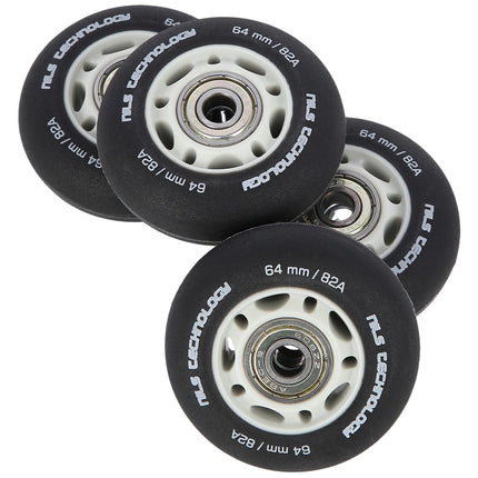 PU 64x24 82A Black Wheels & ABEC-9 Bearings Set
