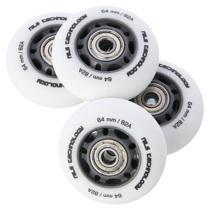 PU 64x24 82A White Wheels & ABEC-9 Bearings Set