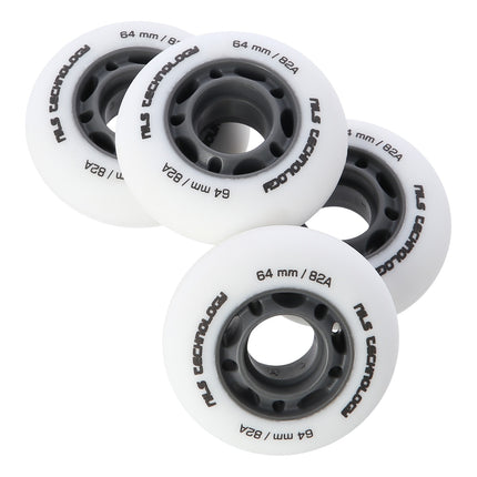 PU 64x24 White Skateboard Wheels, 82A, Set of 4