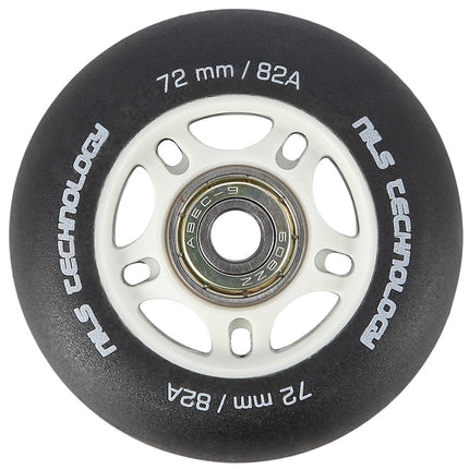 PU 72x24 82A Black Skateboard Wheels & ABEC-9 Bearings Set