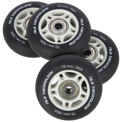 PU 72x24 82A Black Skateboard Wheels & ABEC-9 Bearings Set