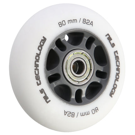 PU 80x24 Wheels, White, 4 Pcs + ABEC-9 Bearings, 8 Pcs Set