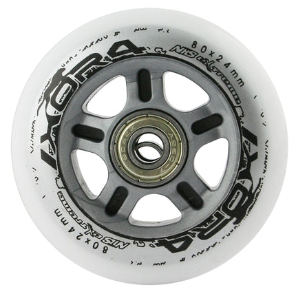 PU 80x24 White Wheels 82A (4) + ABEC-7 Bearings (8) Set