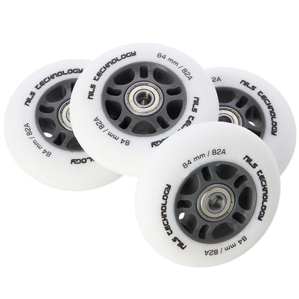 PU 84x24 82A White Wheels & ABEC-9 Bearings Set