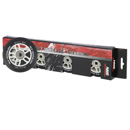 PU 90x24 82A Black Skate Wheels & ABEC-9 Bearings Set