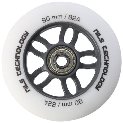 PU 90x24 82A White Wheels & ABEC-9 Bearings Set