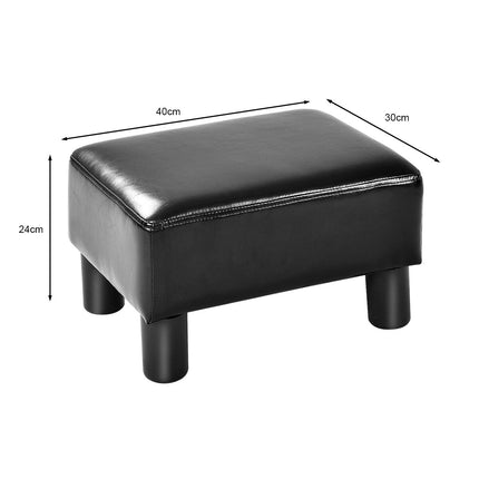 PU Leather Ottoman Footstool, Black, 150 kg Capacity