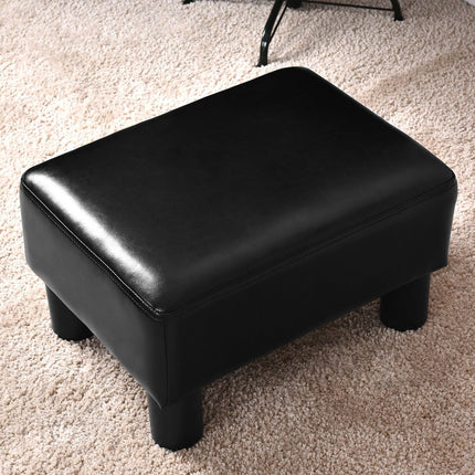 PU Leather Ottoman Footstool, Black, 150 kg Capacity