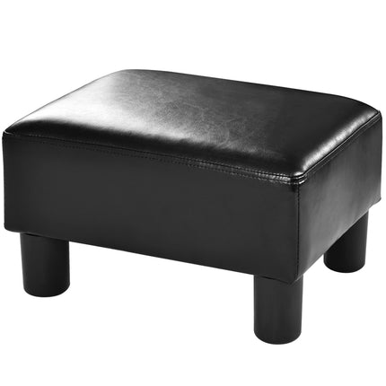 PU Leather Ottoman Footstool, Black, 150 kg Capacity