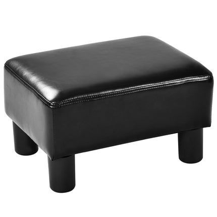 PU Leather Ottoman Footstool, Black, 150 kg Capacity