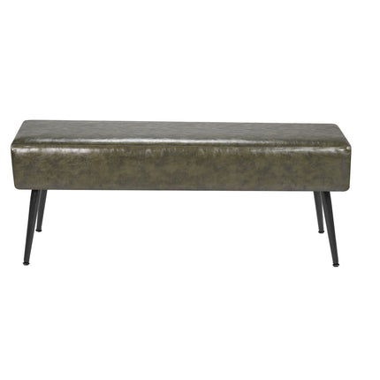PU Leather Storage Bench, 43 Inch, Metal Legs, Green