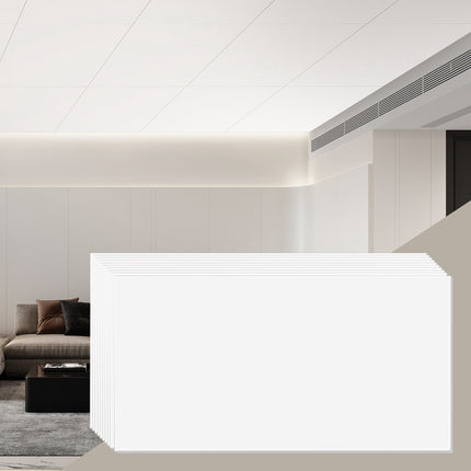 PVC Drop Ceiling Tiles 10 Pack, 24 x 48 in, 5 mm Thick, Smooth White