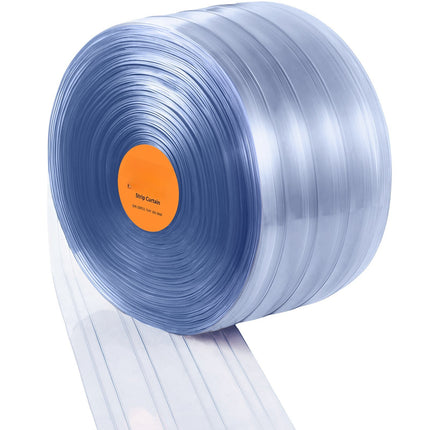 PVC Strip Curtain Roll, Clear Ribbed 164 Ft x 8 In