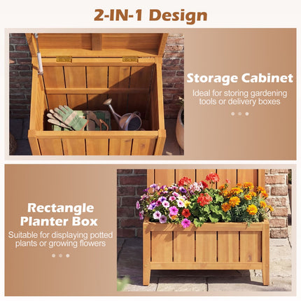 Package Delivery Box With Planter, Acacia Wood Storage