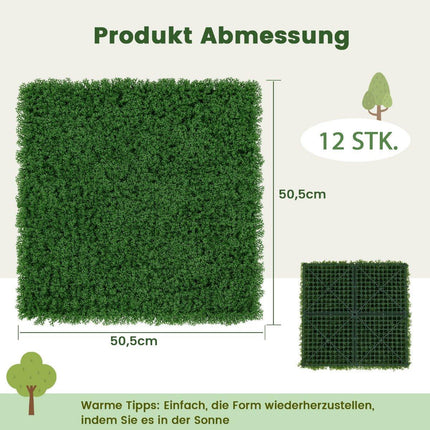 Pack of 12 plant walls 50.5 x 50.5 cm artificial moss wall connectable dark green